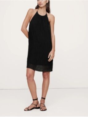 Banana Republic Crinkle Black Halter Shift Dress